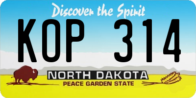 ND license plate KOP314