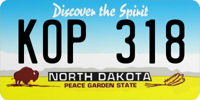 ND license plate KOP318