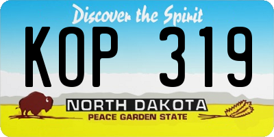 ND license plate KOP319