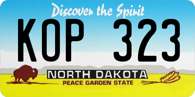 ND license plate KOP323