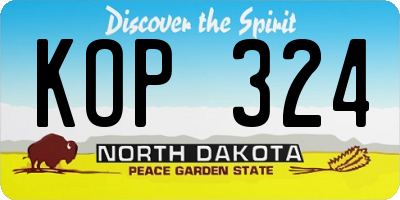 ND license plate KOP324