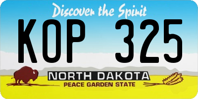 ND license plate KOP325