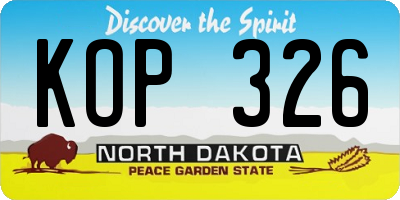 ND license plate KOP326