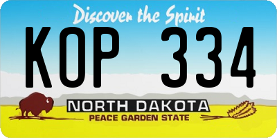 ND license plate KOP334