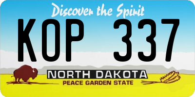 ND license plate KOP337