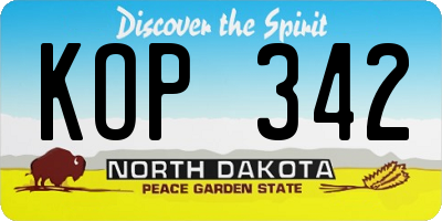 ND license plate KOP342