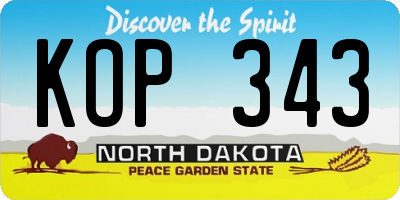 ND license plate KOP343