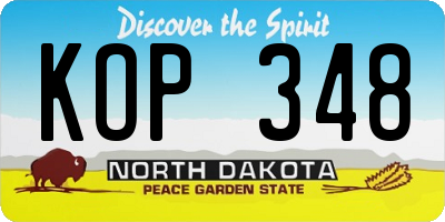 ND license plate KOP348