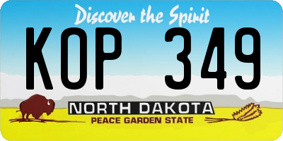 ND license plate KOP349