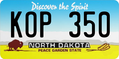 ND license plate KOP350