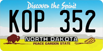 ND license plate KOP352