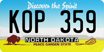 ND license plate KOP359