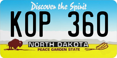 ND license plate KOP360