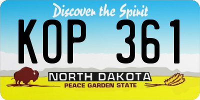 ND license plate KOP361