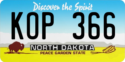 ND license plate KOP366