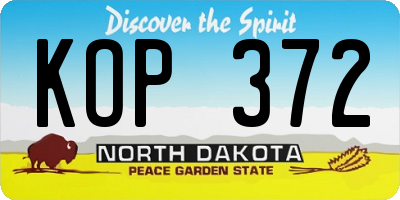 ND license plate KOP372