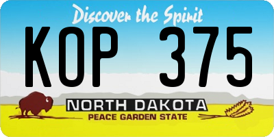 ND license plate KOP375