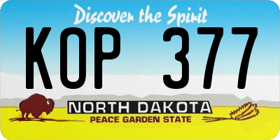 ND license plate KOP377