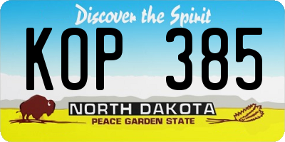 ND license plate KOP385