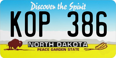 ND license plate KOP386