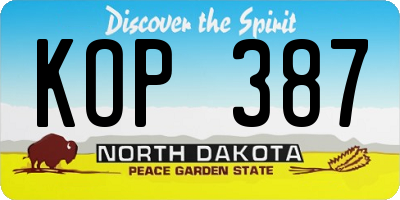 ND license plate KOP387