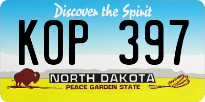 ND license plate KOP397