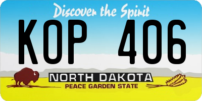 ND license plate KOP406