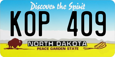 ND license plate KOP409