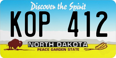 ND license plate KOP412