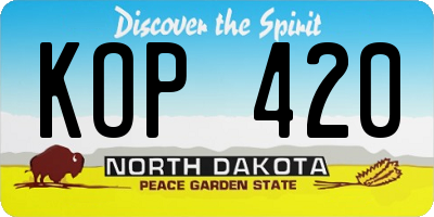 ND license plate KOP420