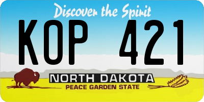 ND license plate KOP421