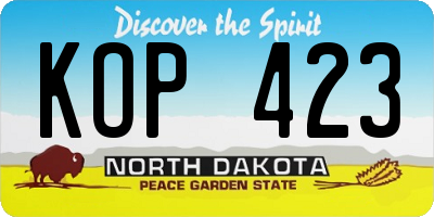 ND license plate KOP423