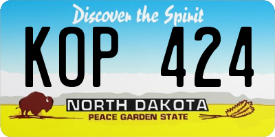 ND license plate KOP424