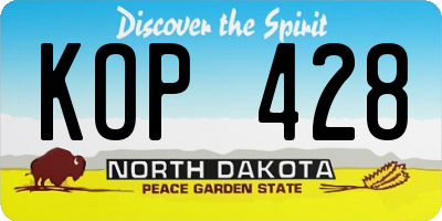 ND license plate KOP428