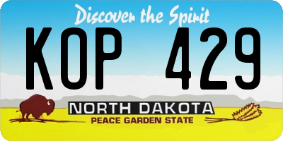 ND license plate KOP429
