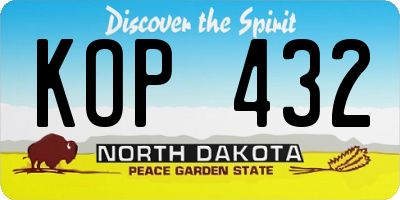 ND license plate KOP432