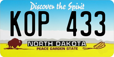 ND license plate KOP433