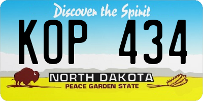 ND license plate KOP434