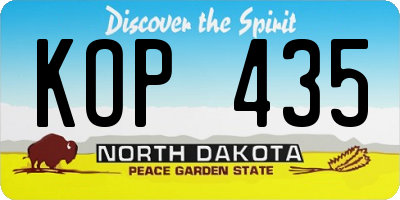 ND license plate KOP435