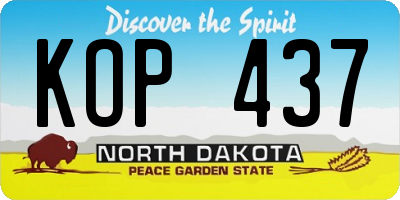 ND license plate KOP437