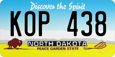 ND license plate KOP438