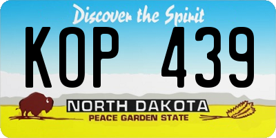 ND license plate KOP439
