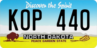 ND license plate KOP440