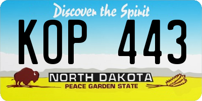ND license plate KOP443