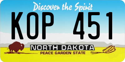 ND license plate KOP451
