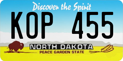 ND license plate KOP455