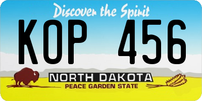 ND license plate KOP456