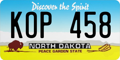 ND license plate KOP458