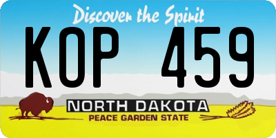 ND license plate KOP459