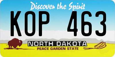 ND license plate KOP463